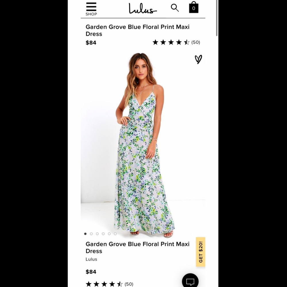 Lulu’s Garden Grove Floral Maxi Dress. Size XS